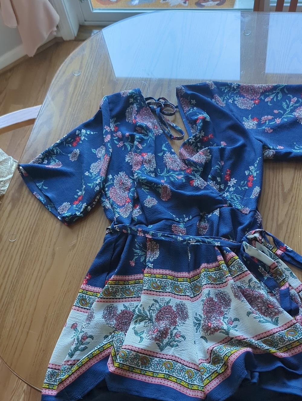 Three Hearts Navy Floral Casual Shorts Romper